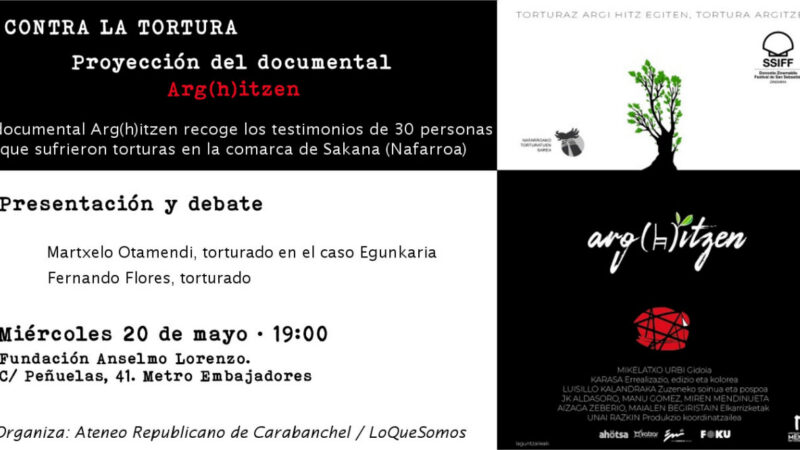 Madrid. Presentación del documental «Arg(h)itzen», contra la tortura