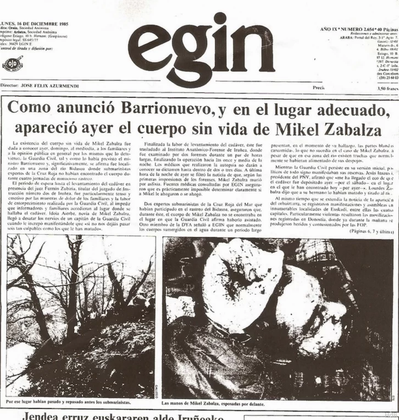 La versión oficial en el caso Zabalza