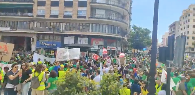 La educación valenciana se paraliza en una huelga histórica con un seguimiento masivo y manifestaciones multitudinarias