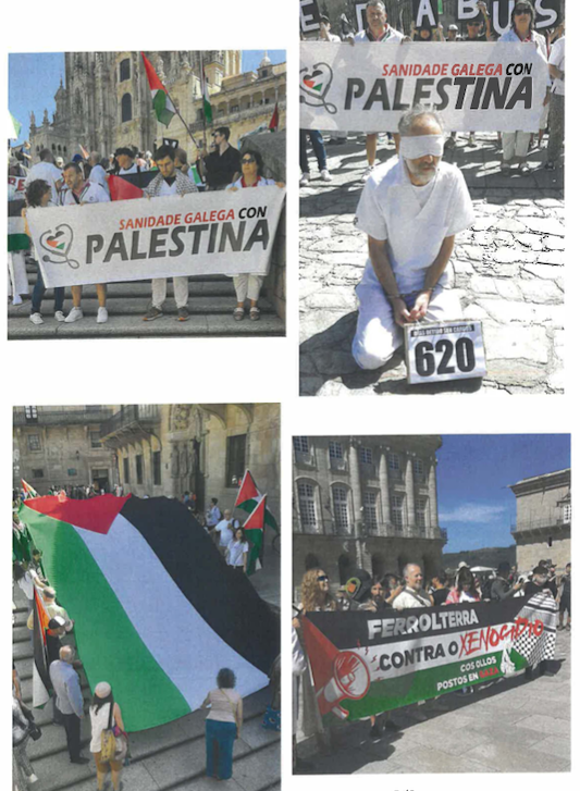 Sanidade Galega con Palestina alza la voz en el Obradoiro por el personal sanitario palestino