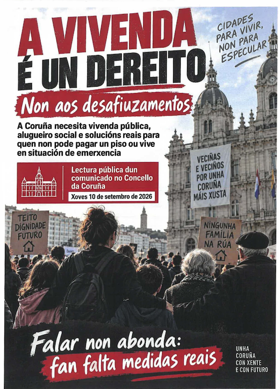 A Coruña: falar de vivenda durante varios minutos non resolve o problema de quen pode quedar sen casa