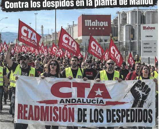 CTA lleva hasta la planta de Mahou en Córdoba la protesta por unos despidos que el sindicato eleva ya a tres